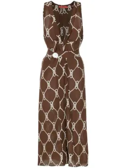 Manning Cartell Sleeveless Midi Dress Walnut/White Print Size 8 for rent on The Volte - image 4