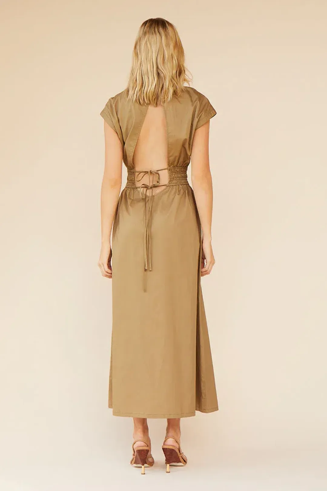 Suboo Rosanna Shirred Waist Long Dress Brown Size AU 8 for rent on The Volte - main image