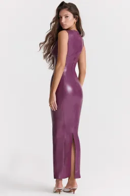House of CB Sahara Merlot Vegan Leather Maxi Dress Purple Size Small / AU 8 for rent on The Volte - image 4