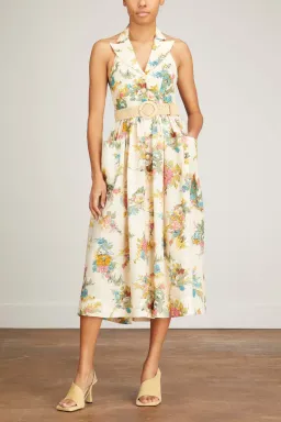 Zimmermann Clover Halter Shirt Midi Dress Honey Floral Size 1 / AU 10 for rent on The Volte - image 1