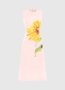 Leo Lin Cleo Sleeveless Midi Dress Sunflower Print in Pink Size 10  for rent on The Volte - image 2