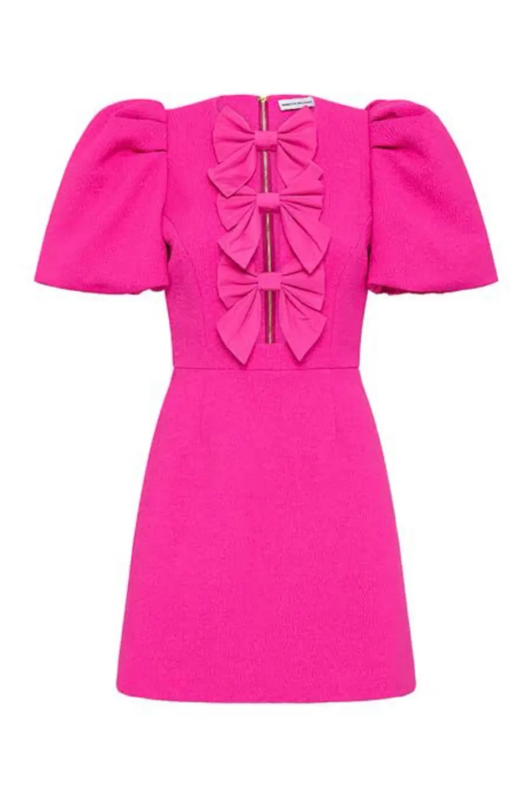 Rebecca Vallance Cecily Bow Mini Dress Hot Pink Size 10 for rent on The Volte - main image