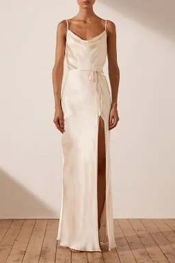  Shona Joy La Lune Bias Cowl Maxi Dress Cream Size 10 for rent on The Volte - image 1