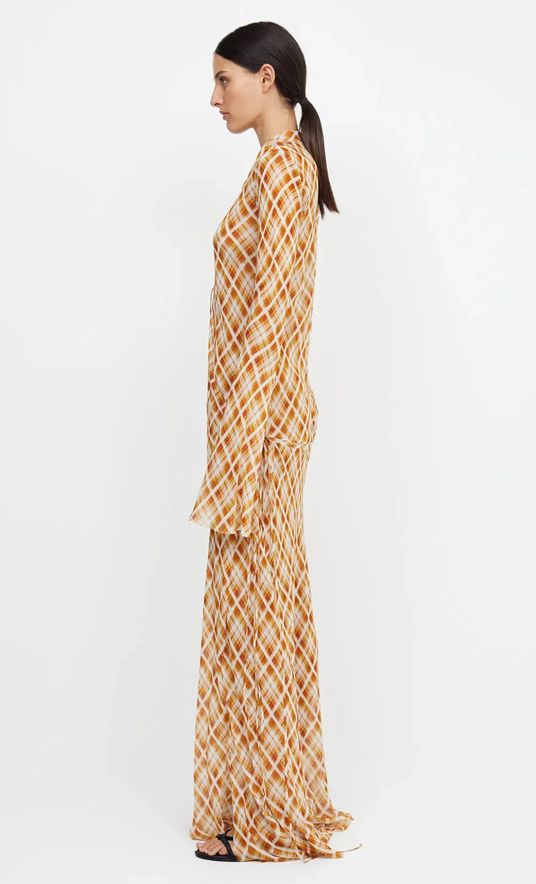 Bec & Bridge Sunflower Check Long Sleeves Maxi Dress Print Size 8 for rent on The Volte - main image