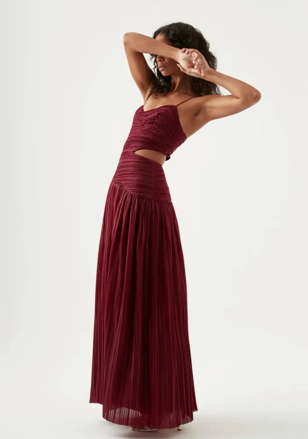 Aje Laurier Wave Maxi Dress Burgundy Size AU 6 for rent on The Volte - main image