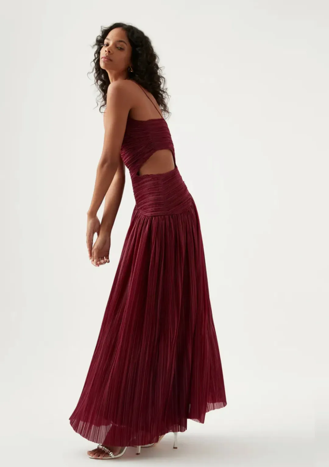 Aje Laurier Wave Maxi Dress Burgundy Size AU 6 for rent on The Volte - main image