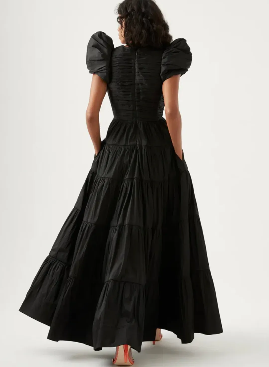 Aje Statuesque Tiered Gown Black Size 4 / XXS for rent on The Volte - main image