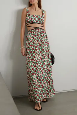 Agua by Agua Bendita Peonia Cutout Cotton Maxi Dress Floral Size 6 for rent on The Volte - image 1