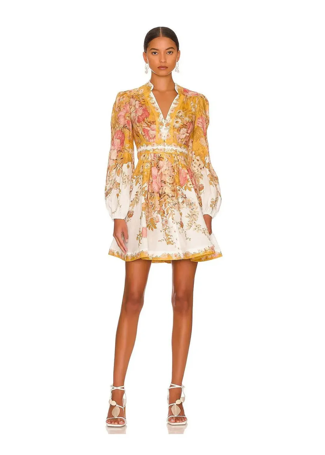 Zimmermann Pattie Plunge Mini Dress Floral Size 2 / Au 12 for rent on The Volte - main image