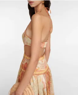 Zimmermann Anneke Cutout Paisley Linen Maxi Dress Orange Print Size 2 / AU 12 for rent on The Volte - image 4