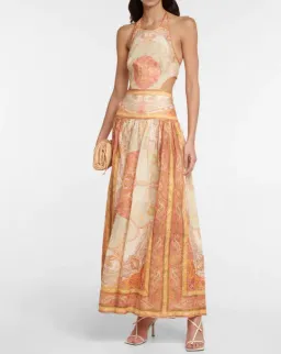 Zimmermann Anneke Cutout Paisley Linen Maxi Dress Orange Print Size 2 / AU 12 for rent on The Volte - image 3