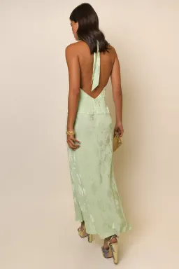 Rixo Kendra Halter Neck Midi Dress Green Size XXS / Au 6 for rent on The Volte - image 2