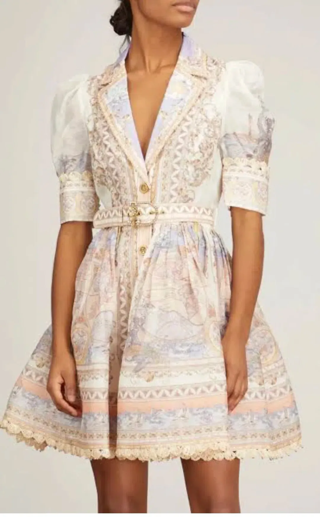 Zimmermann High Tide Mini Shirt Dress Odyssey Print Size 1 / AU 10 for rent on The Volte - main image