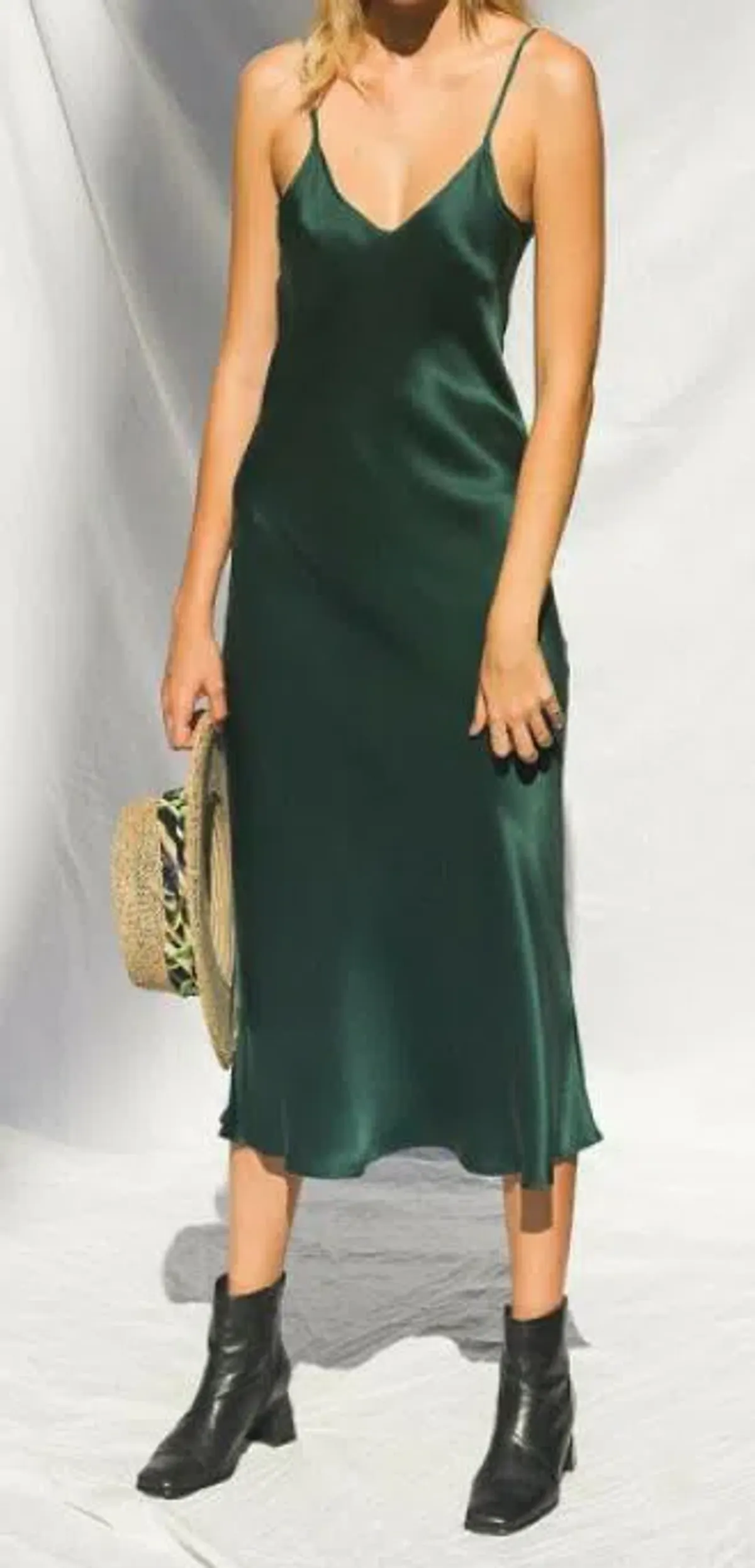 Silk Laundry 90s Slip Dress Emerald Green Size AU 10 for rent on The Volte - main image