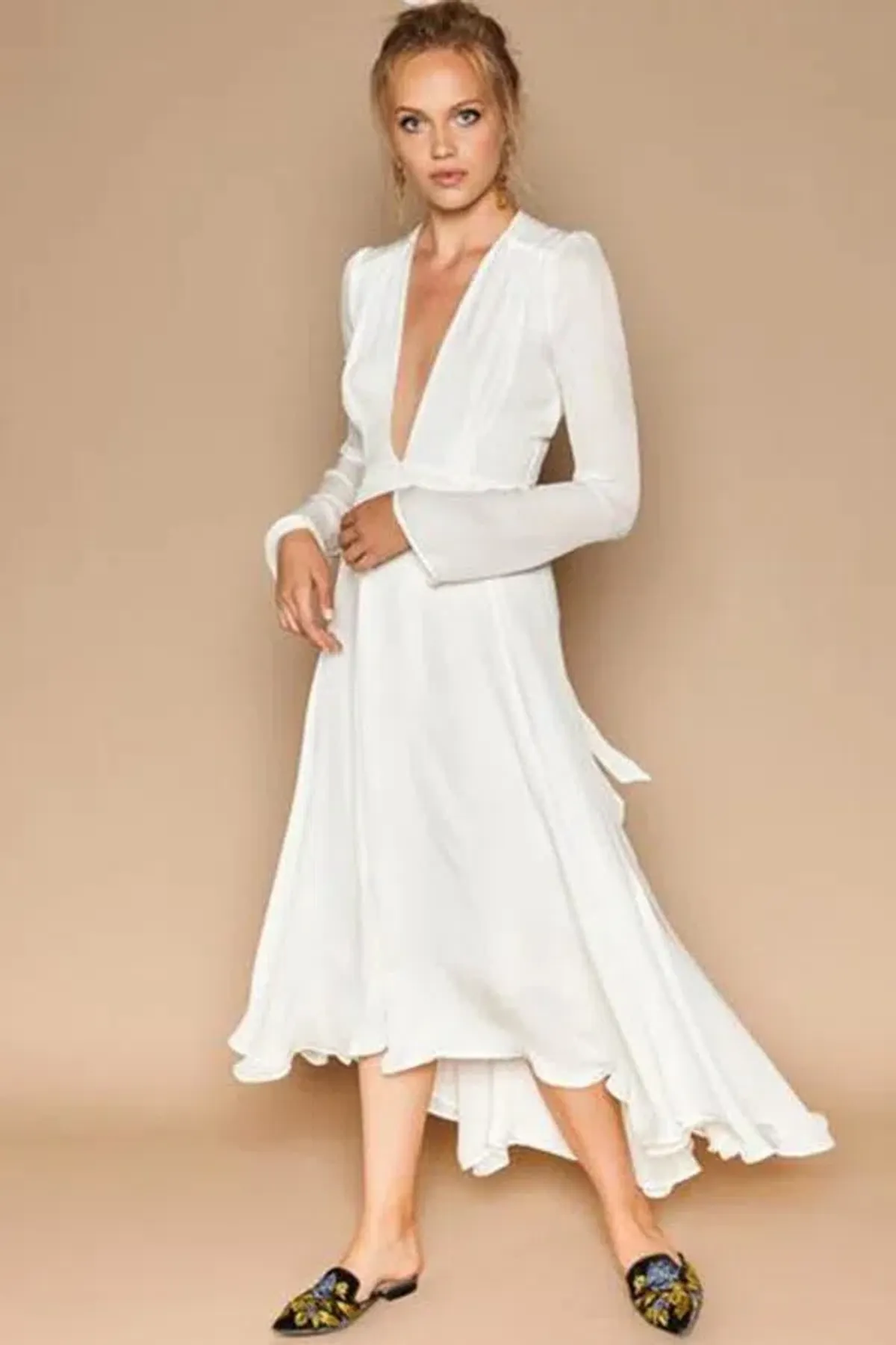 Stone Cold Fox Nico White Silk Dress White Size AU 8 for rent on The Volte - main image
