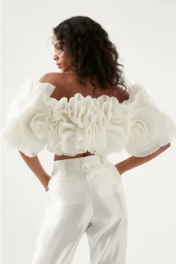 Aje Expressive Pleated Top White Size AU 14 for rent on The Volte - image 2