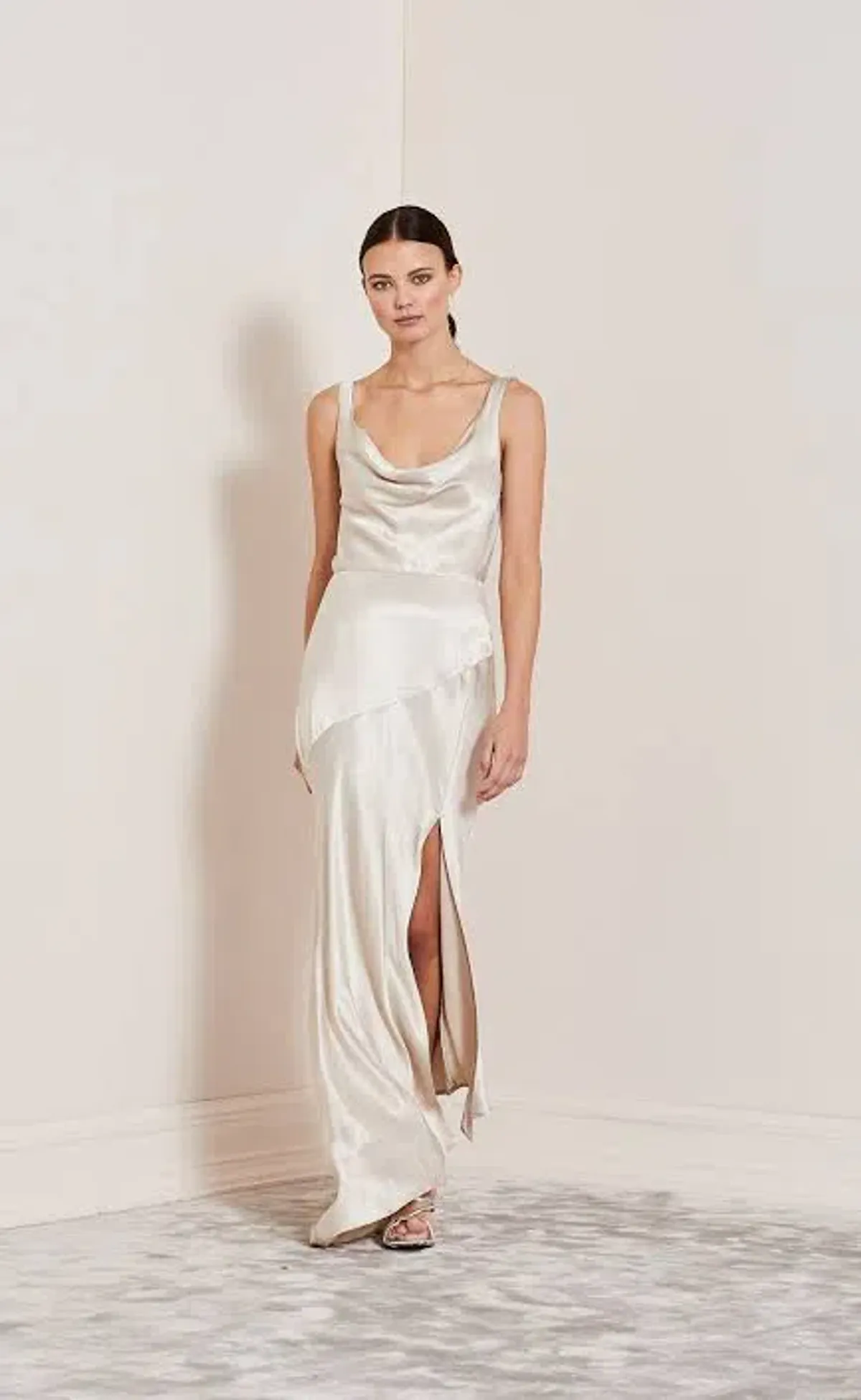 Bec & Bridge Moon Dance Cowl Dress Sand Size AU 6 for rent on The Volte - main image