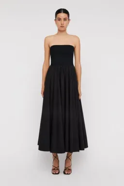 Scanlan Theodore Crepe Cotton Strapless Dress Black Size AU 8 for rent on The Volte - image 1