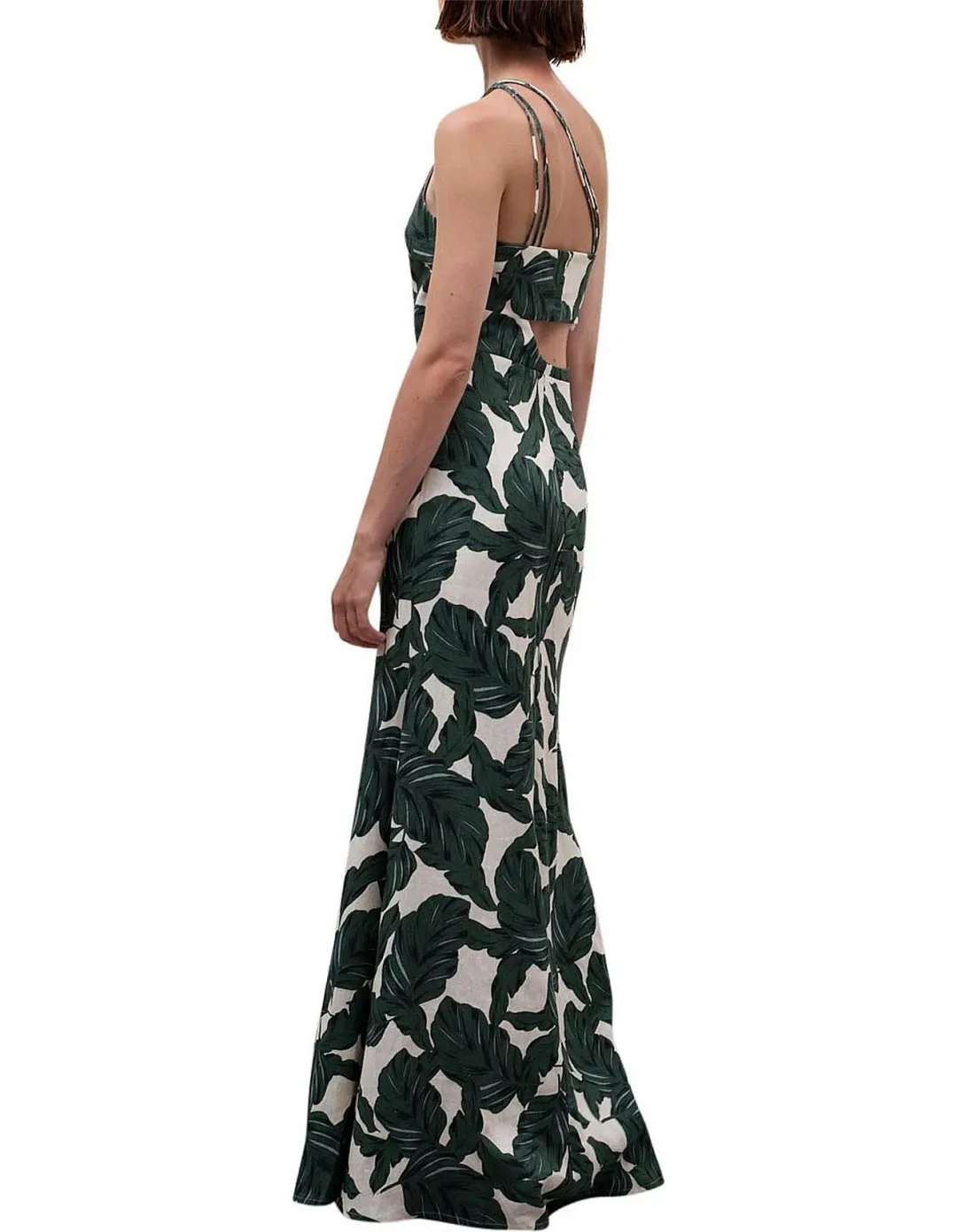 Rachel Gilbert Byron Maxi Dress Cutout Green Floral Linen Size 2 / AU 10 for rent on The Volte - main image