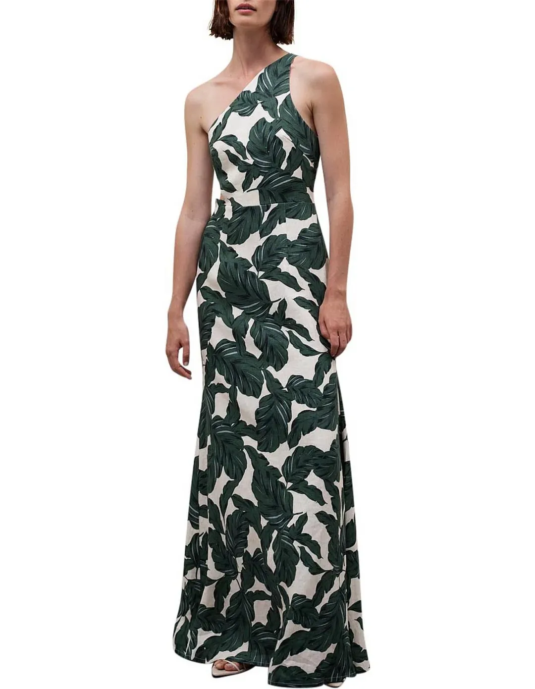 Rachel Gilbert Byron Maxi Dress Cutout Green Floral Linen Size 2 / AU 10 for rent on The Volte - main image