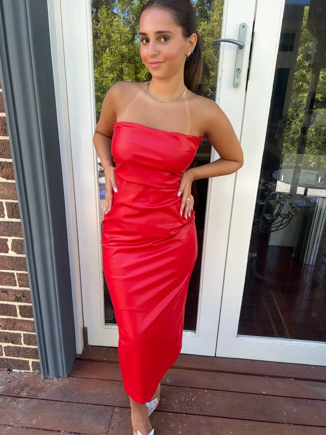 Girl On Fire Vegan leather dress   for rent on The Volte - main image