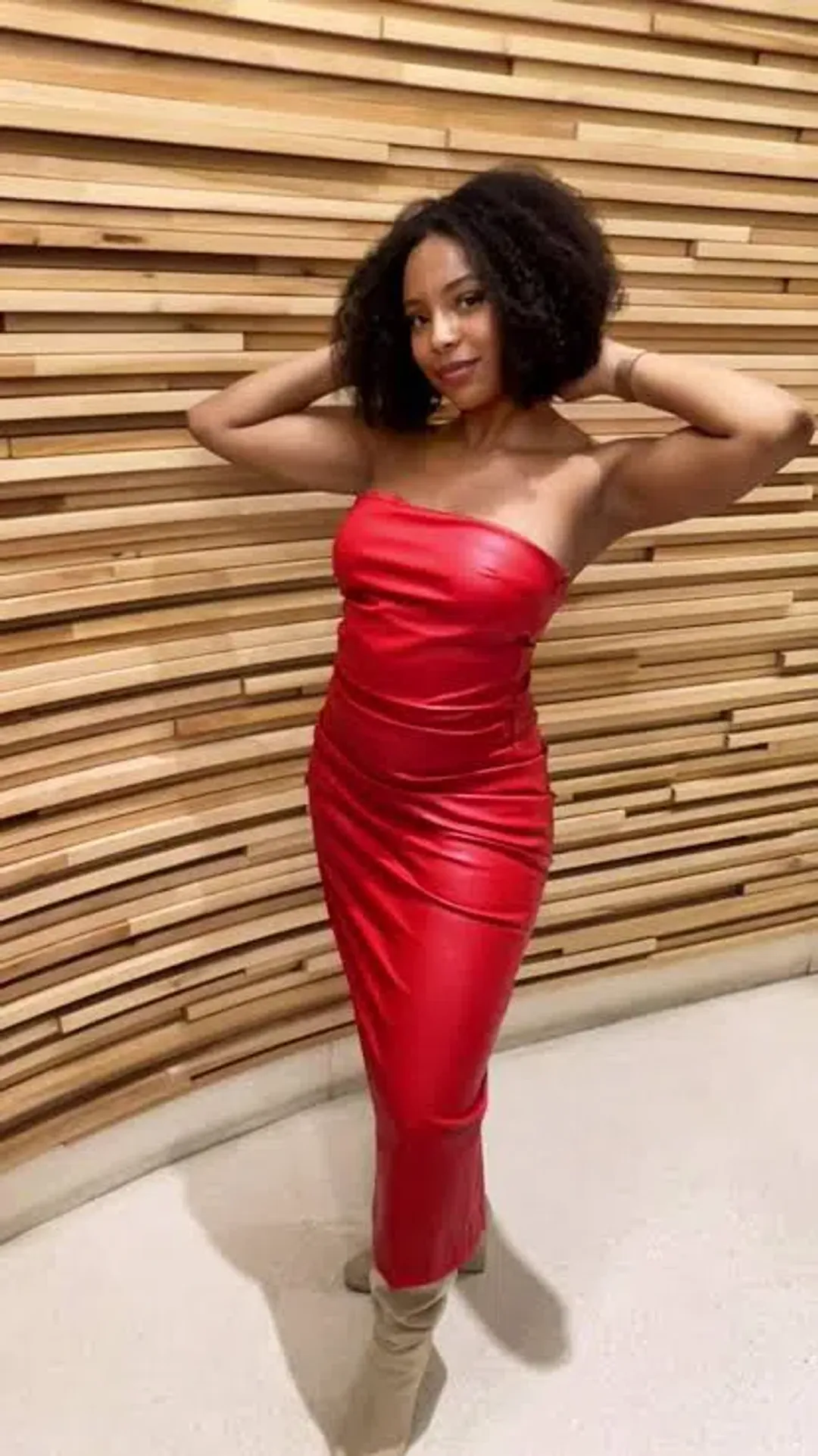 Girl On Fire Vegan leather dress   for rent on The Volte - main image