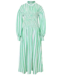 Ganni Stripe Midi Dress Green Size AU 8 for rent on The Volte - image 3