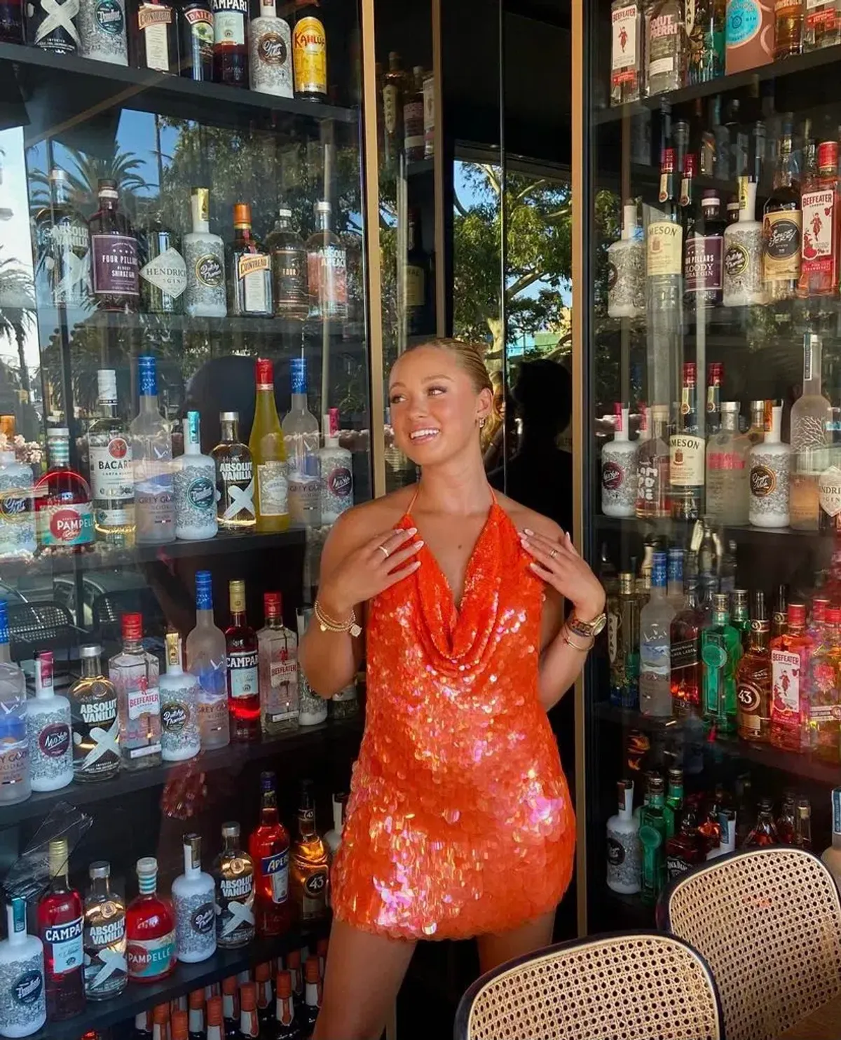 Rat & Boa Malika Dress Orange Sequin Size 6 for rent on The Volte - main image