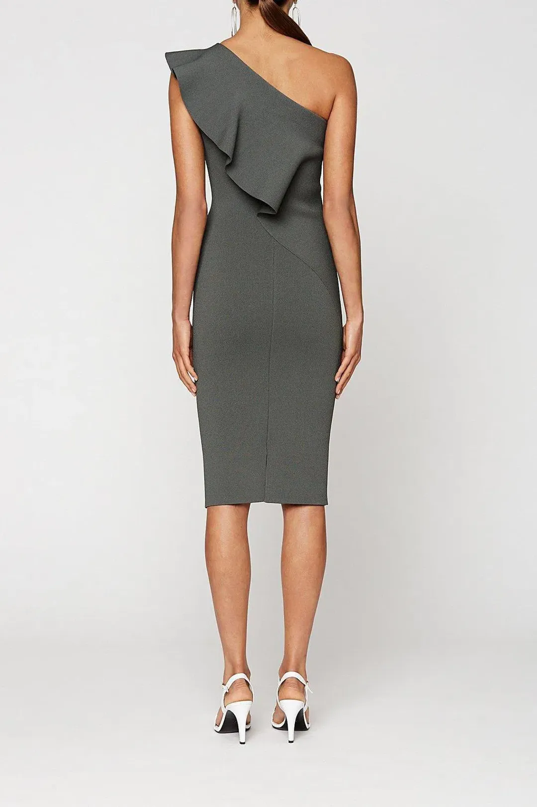 Scanlan And Theodore Ruffle Crepe Knit Dress Green Size AU 8 for rent on The Volte - main image