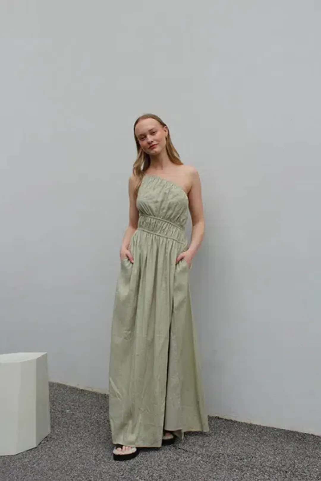 Camilla and Marc Sevilla Asymmetric Dress Green Size 10 for rent on The Volte - main image