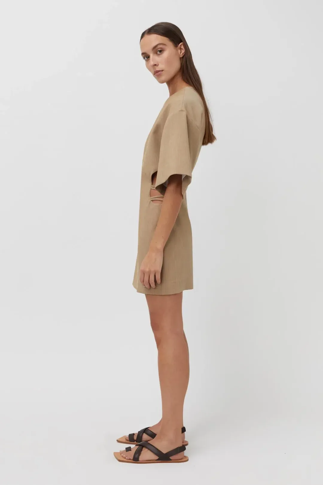 Camilla and Marc Fernando Mini Dress Flax Size 6 for rent on The Volte - main image