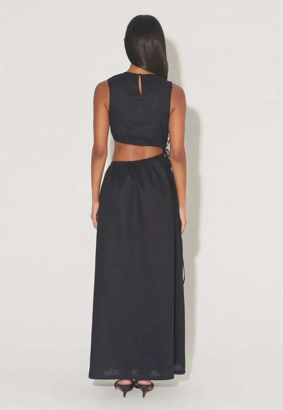Hansen and Gretel Mesa Drawstring Midi Dress in Black Size S / Au 8 for rent on The Volte - main image