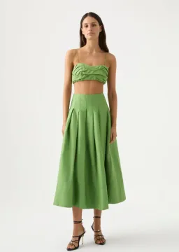 Aje Paradiso Skirt And Thea Draped Twist Crop Top Set Fern Green Size 6 for rent on The Volte - image 1