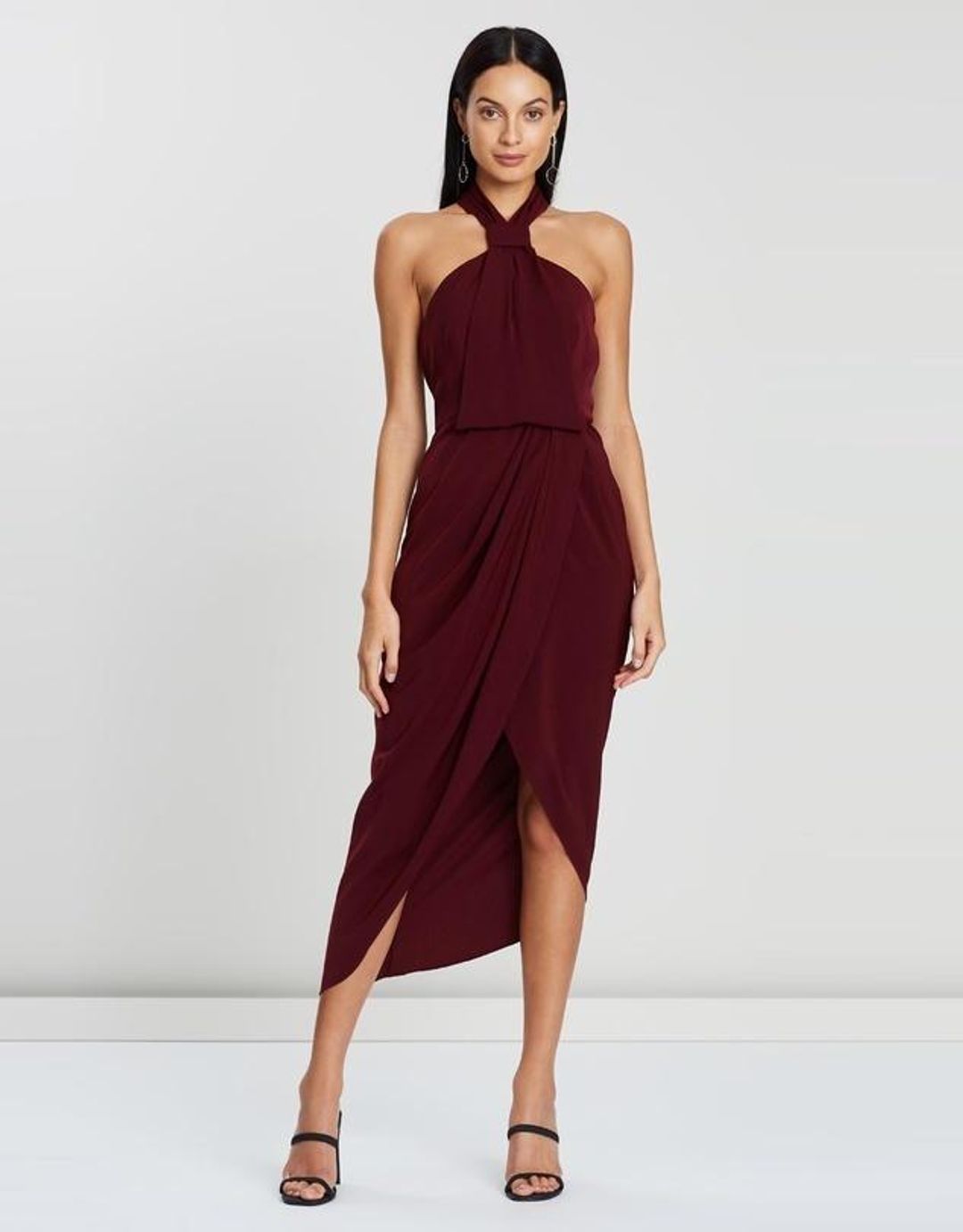 Shona Joy Knot Dress  Burgundy Size 8 for rent on The Volte - main image