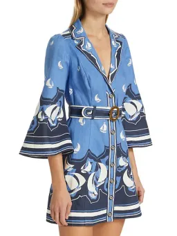 Zimmermann High Tide Mini Shirt Dress Blue Sailboats Size 1 / AU 10  for rent on The Volte - image 2