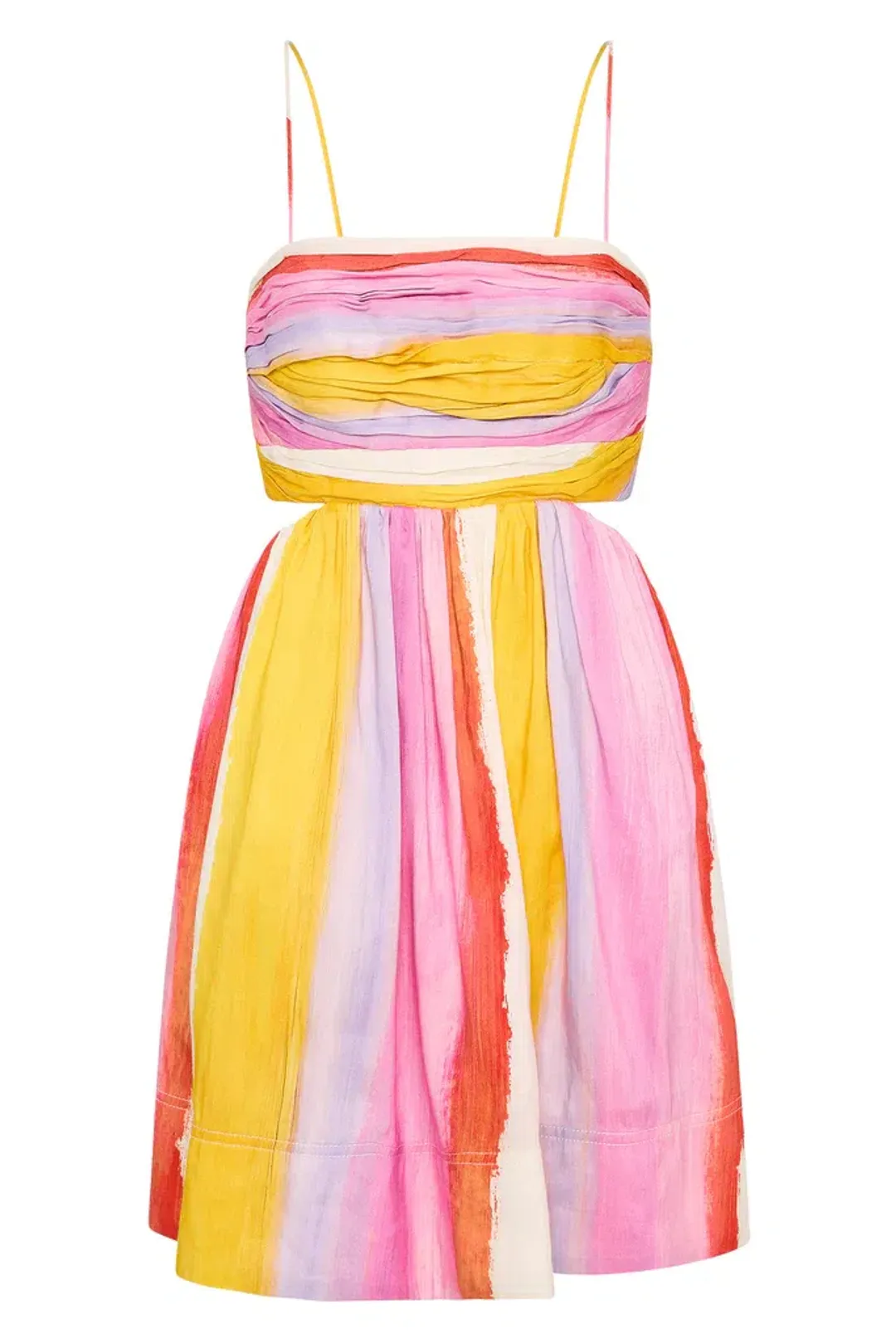 Aje Aurora Stripe Liza Ruched Baby Doll Mini Dress Cut Out Multi-colored Size AU 12 for rent on The Volte - main image