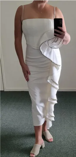 Rachel Gilbert Santiago Midi Dress Ivory Size 2 / AU 10 for rent on The Volte - image 4