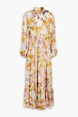 Zimmermann Tempo Gathered Floral Print Fil Coupé Chiffon Midi Dress Size 0/Au 8  for rent on The Volte - image 3