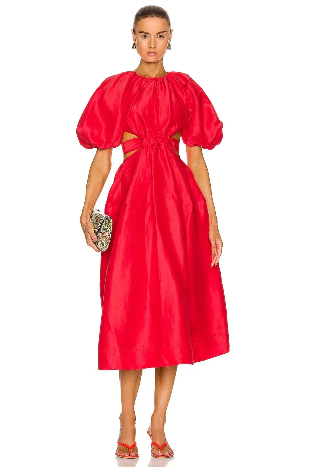 Aje Mimosa Cut Out Midi Dress Red Size 6 for rent on The Volte - main image