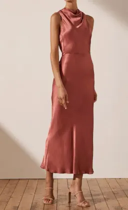 Shona Joy La Lune High Neck Midi Dress Terracotta Size 8  for rent on The Volte - image 2