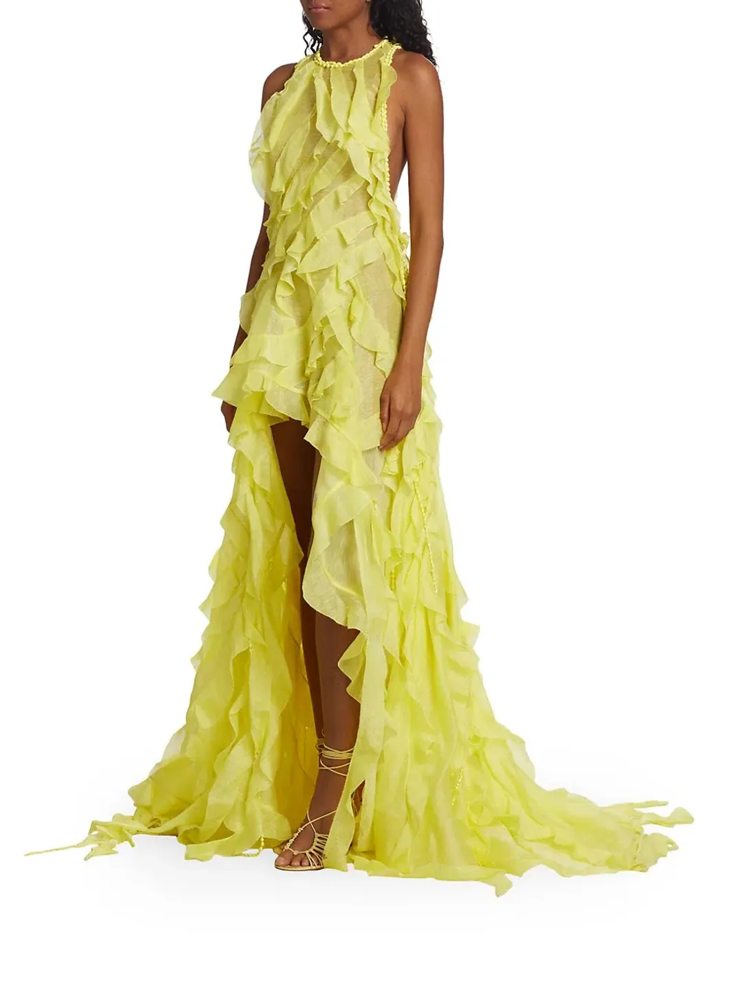 Zimmermann Wonderland Sleeveless Ruffle Gown Lemon Size 1/AU 10 for rent on The Volte - main image