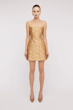 Scanlan Theodore Brocade Dress Gold Size 10 for rent on The Volte - image 1
