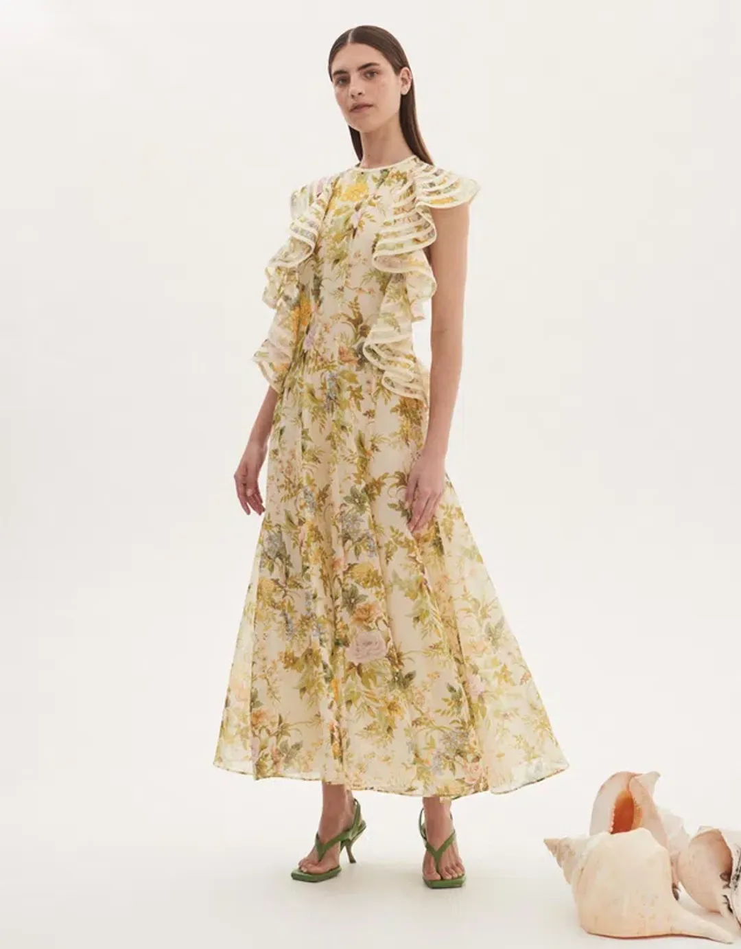 Alemais Eden Flounce Midi Dress Multi Size 8 for rent on The Volte - main image