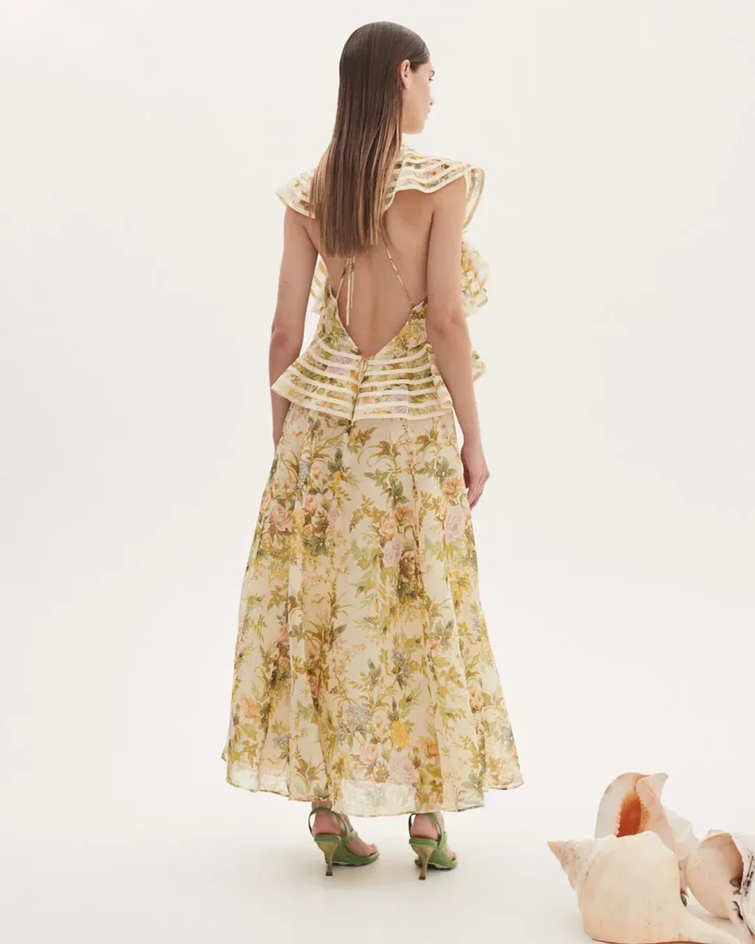 Alemais Eden Flounce Midi Dress Multi Size 8 for rent on The Volte - main image