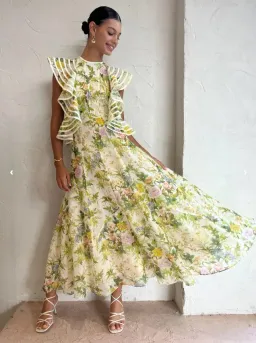 Alemais Eden Flounce Midi Dress Multi Size 12 for rent on The Volte - image 2