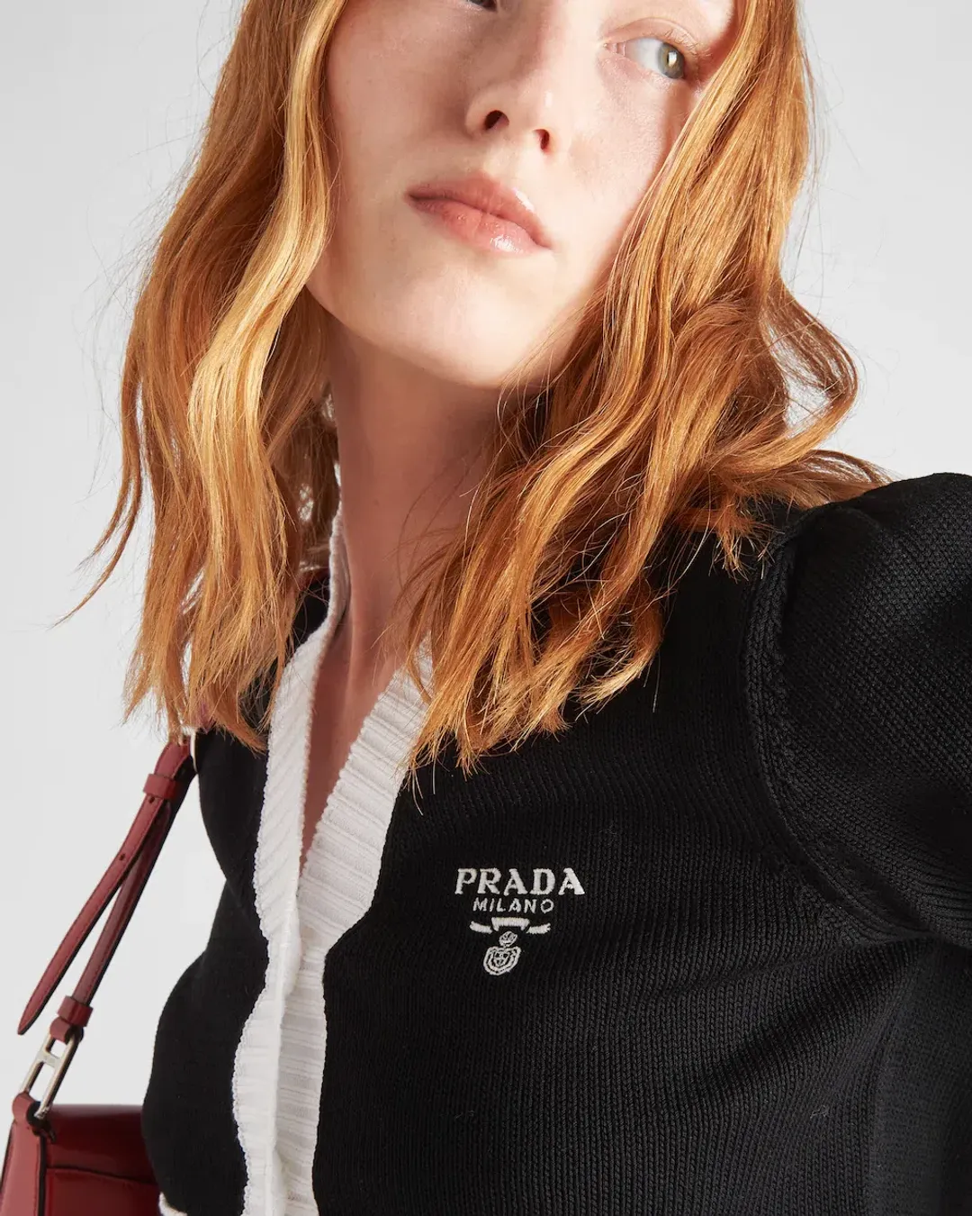 Prada Cropped Cotton Cardigan Black Size AU 6 for rent on The Volte - main image