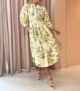 Alemais Eden Midi Shirt Dress Belted Floral Print Linen Size AU 10  for rent on The Volte - image 6