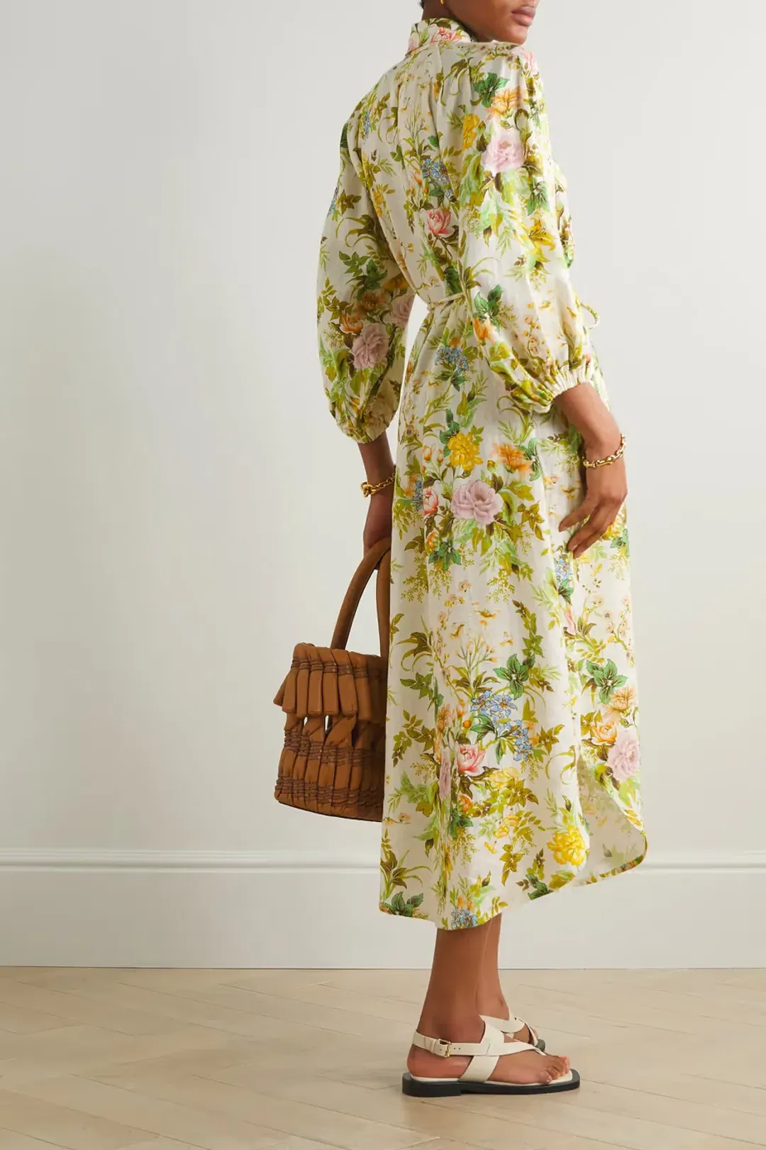 Alemais Eden Midi Shirt Dress Belted Floral Print Linen Size AU 10  for rent on The Volte - main image