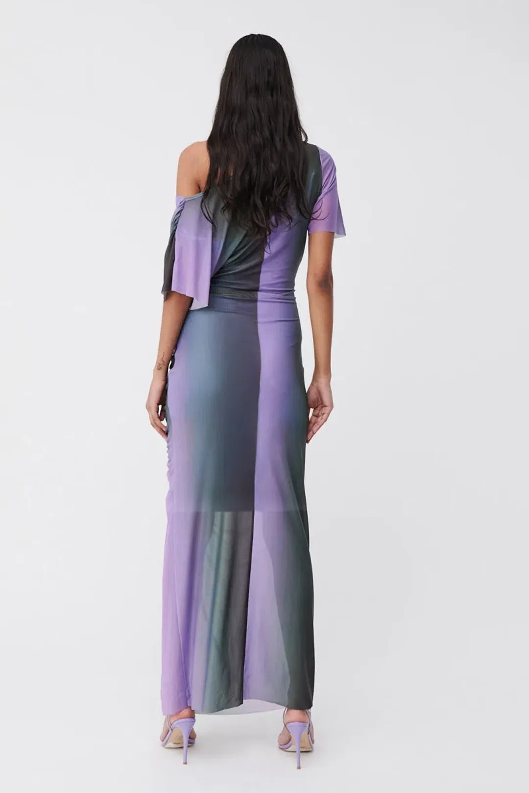 Suboo Print Olafur Draped Cowl Neck Dress Purple Size XS / AU 6 for rent on The Volte - main image