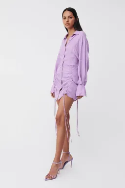 Suboo Lavender Andy Ruched Mini Shirt Dress Purple Size XS / 6 for rent on The Volte - image 2